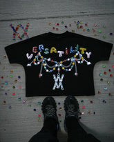 Hearujoy Y2k Street retro design sense letter print short-sleeved T-shirt men new Gothic Harajuku fashion casual oversized shirt top